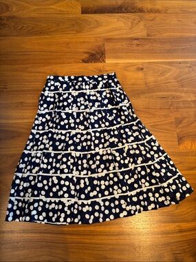 Raul Blanco Women's Navy and White Polka Dot A-Line Skirt